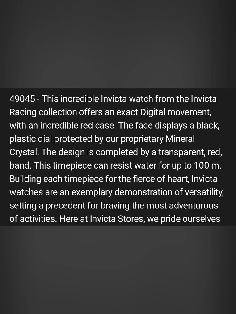 NWT Invicta Racing Burnout Digital Men's Sports Watch 52mm Transparent Red 49045